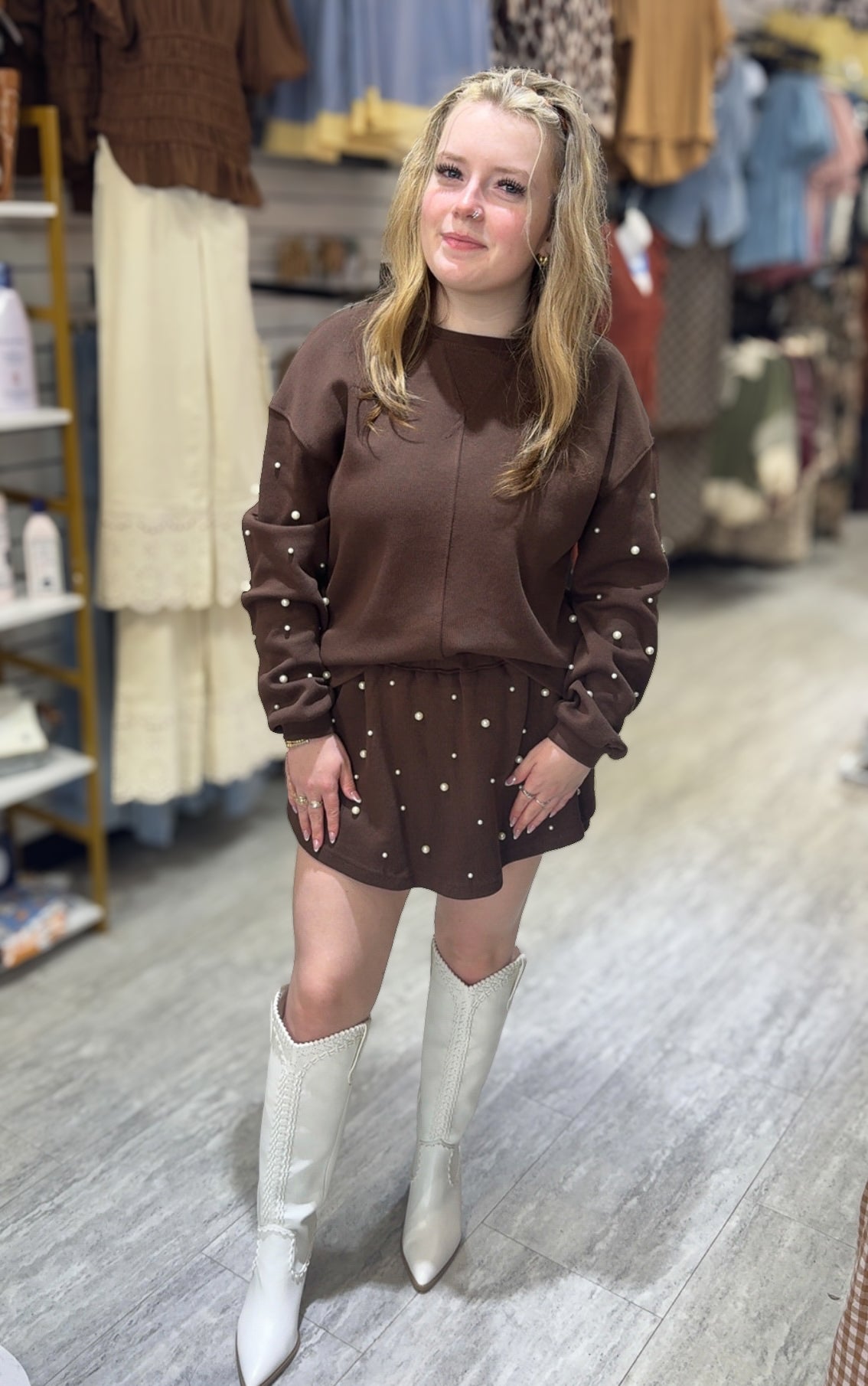 Brown Pearly Fall Set