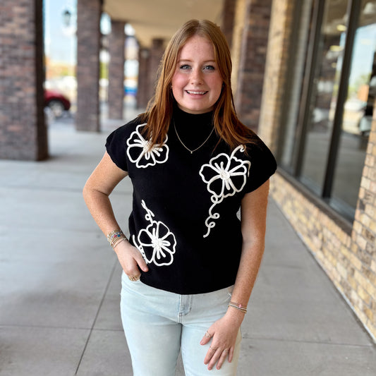Classy Short Sleeve Black Sweater