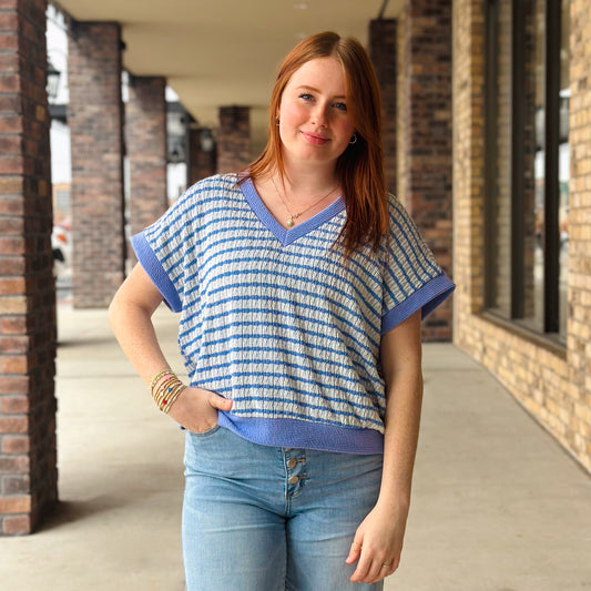 Blue Ella Color Block Top