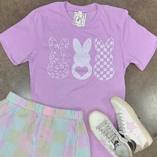 Leopard & Checkered Bunnies Graphic Tee