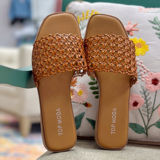 Dubai Tan Netted Sandals