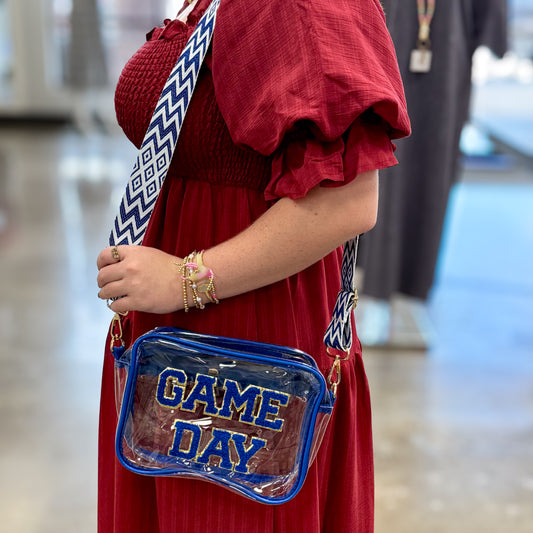 Game Day Clear Crossbody Bag: Blue