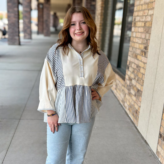 Striped Baby Doll Blouse