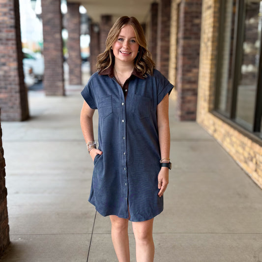 Midnight Suede Contrast Dress