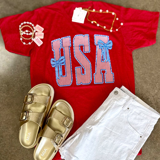 USA Stripes & Bows Tee