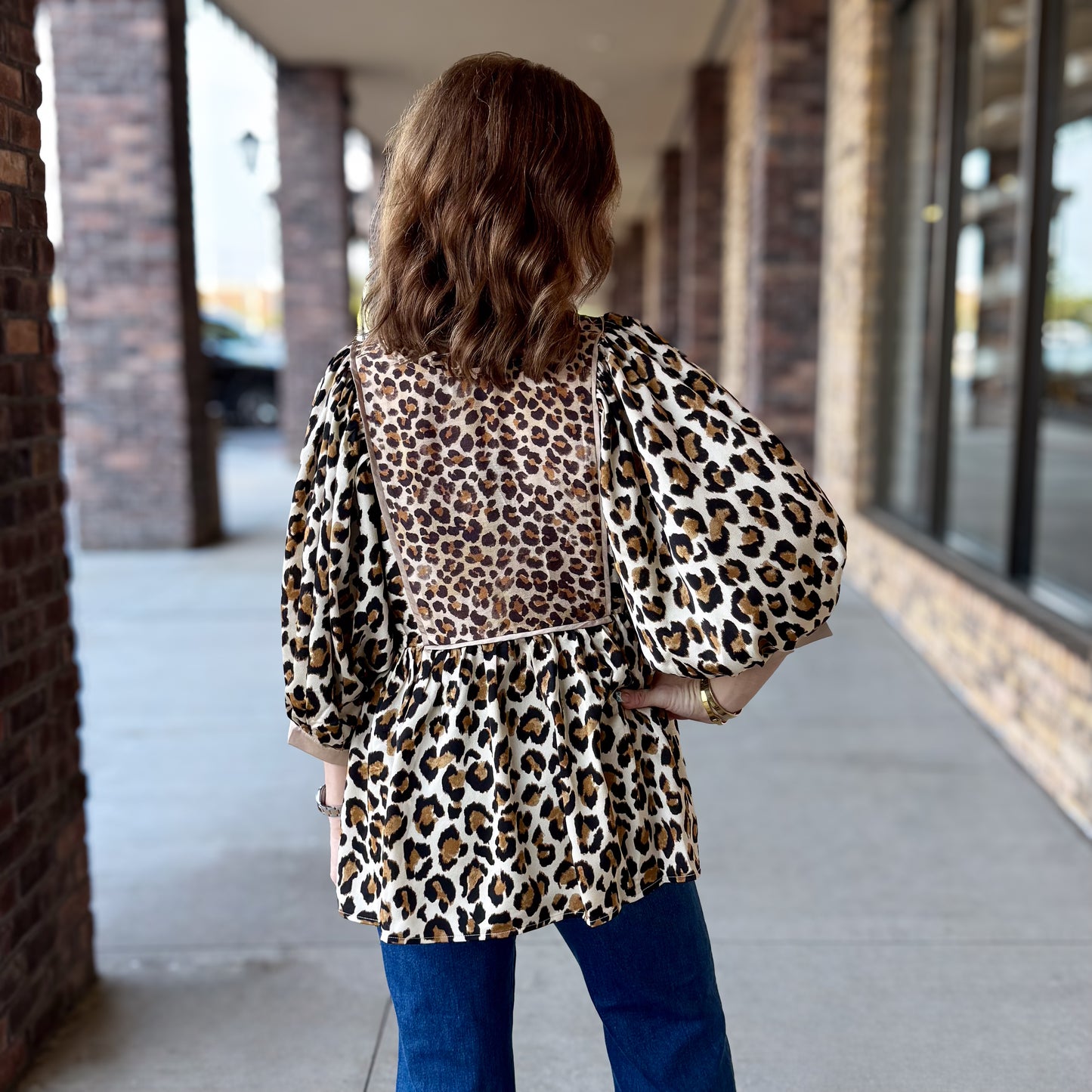 Mixed Leopard Print Babydoll Top