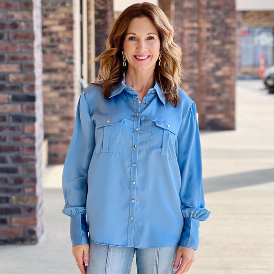 Metallic Blue Hue Blouse