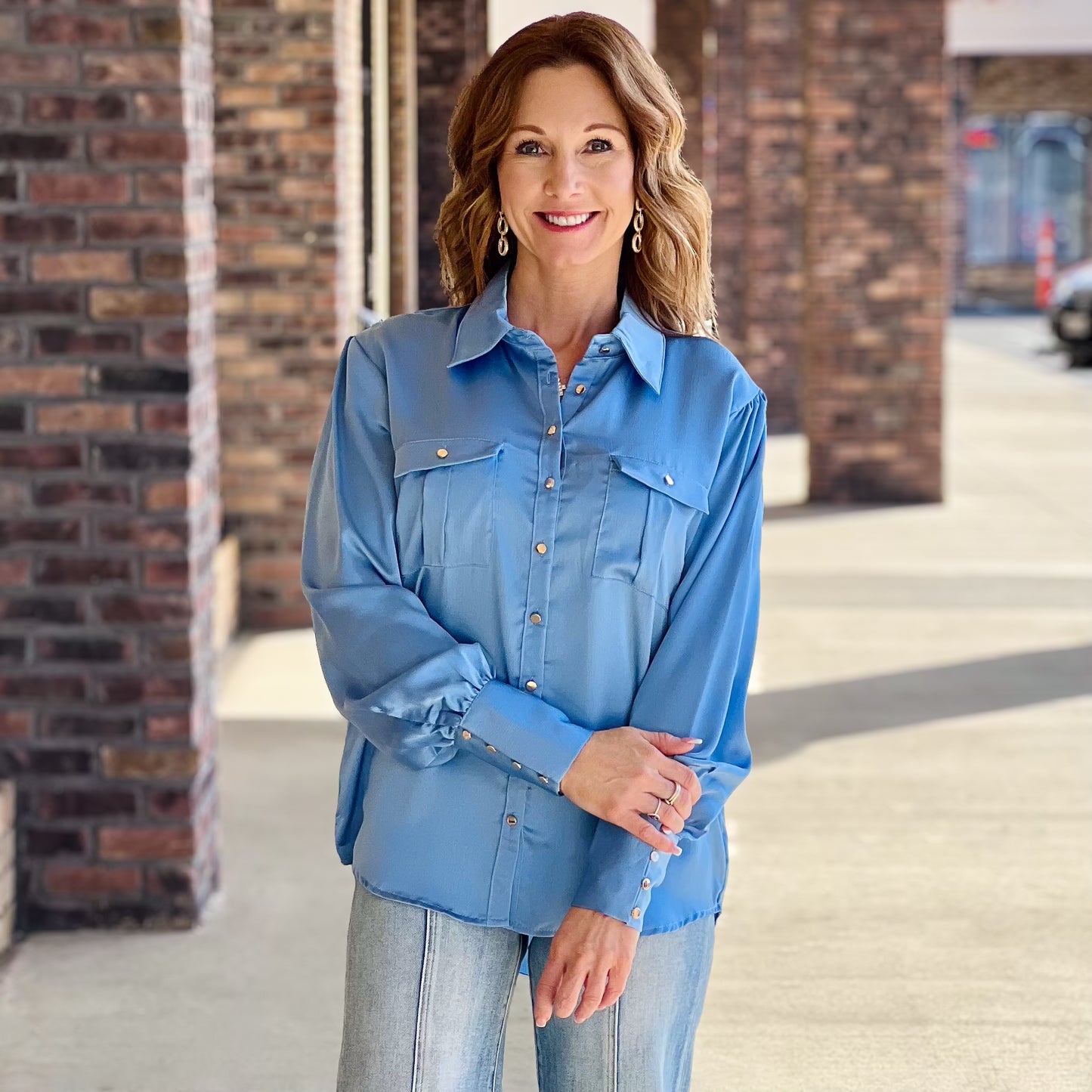 Metallic Blue Hue Blouse