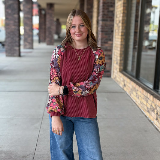 Dalia Long Sleeve Floral Sleeve Top
