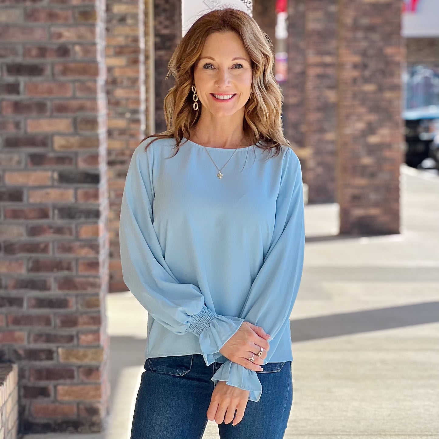 Coral and Light Blue Blouses