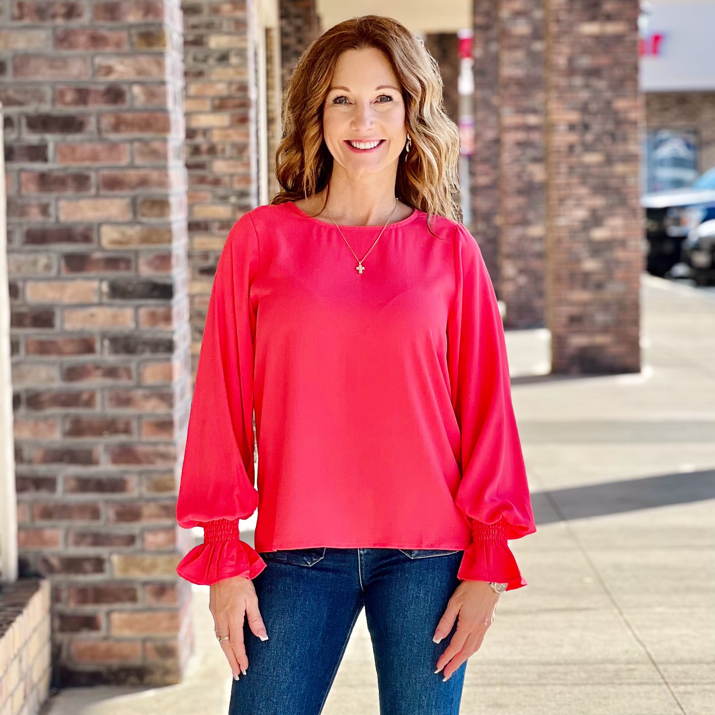 Coral and Light Blue Blouses