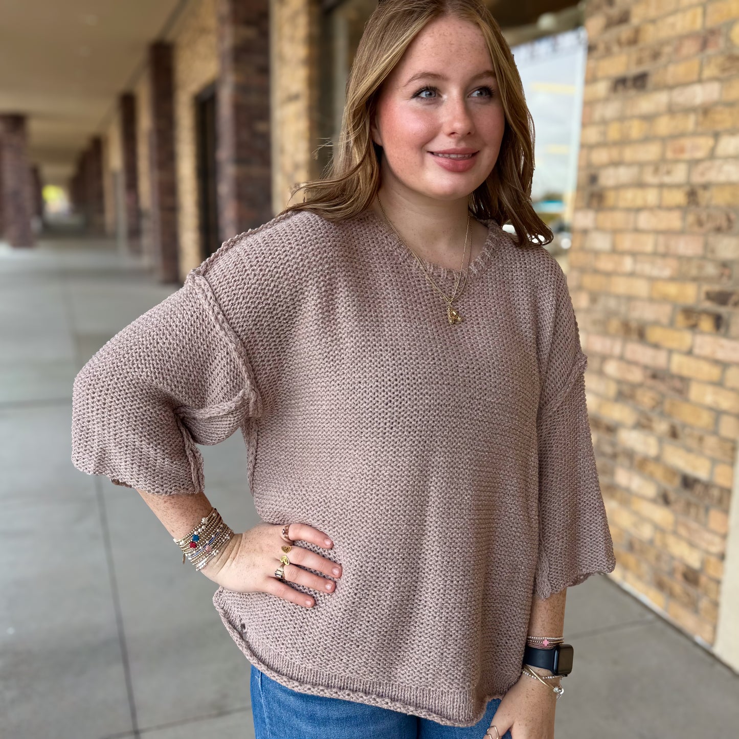Half Sleeve Chunky Knitted Sweater