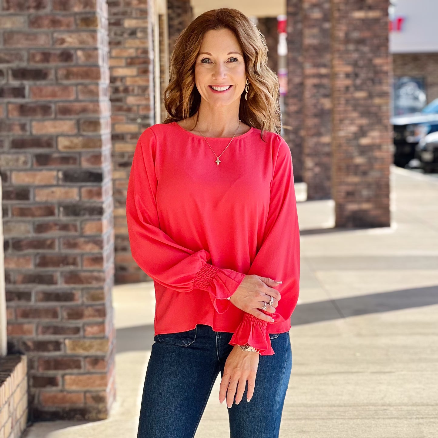 Coral and Light Blue Blouses