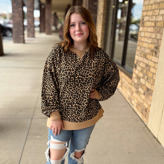 Oversized Leopard Long Sleeve Top