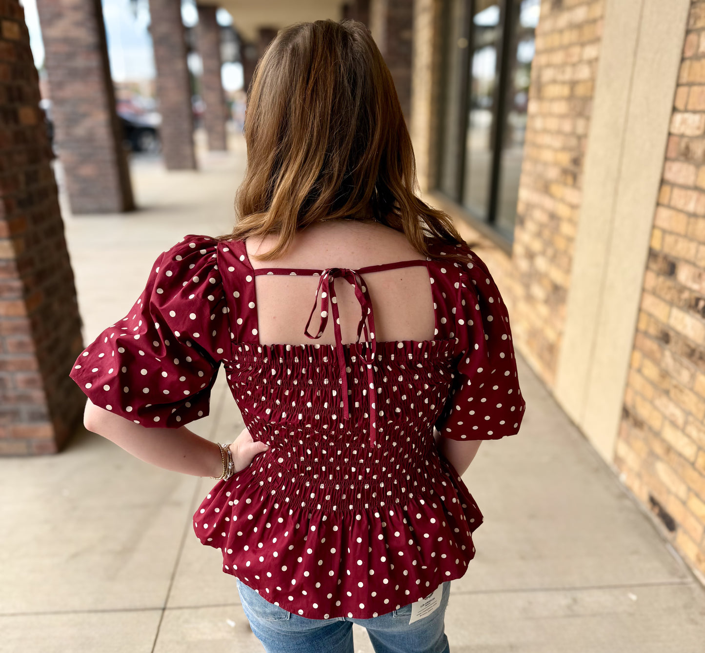 Burgundy Polka Delight Blouse