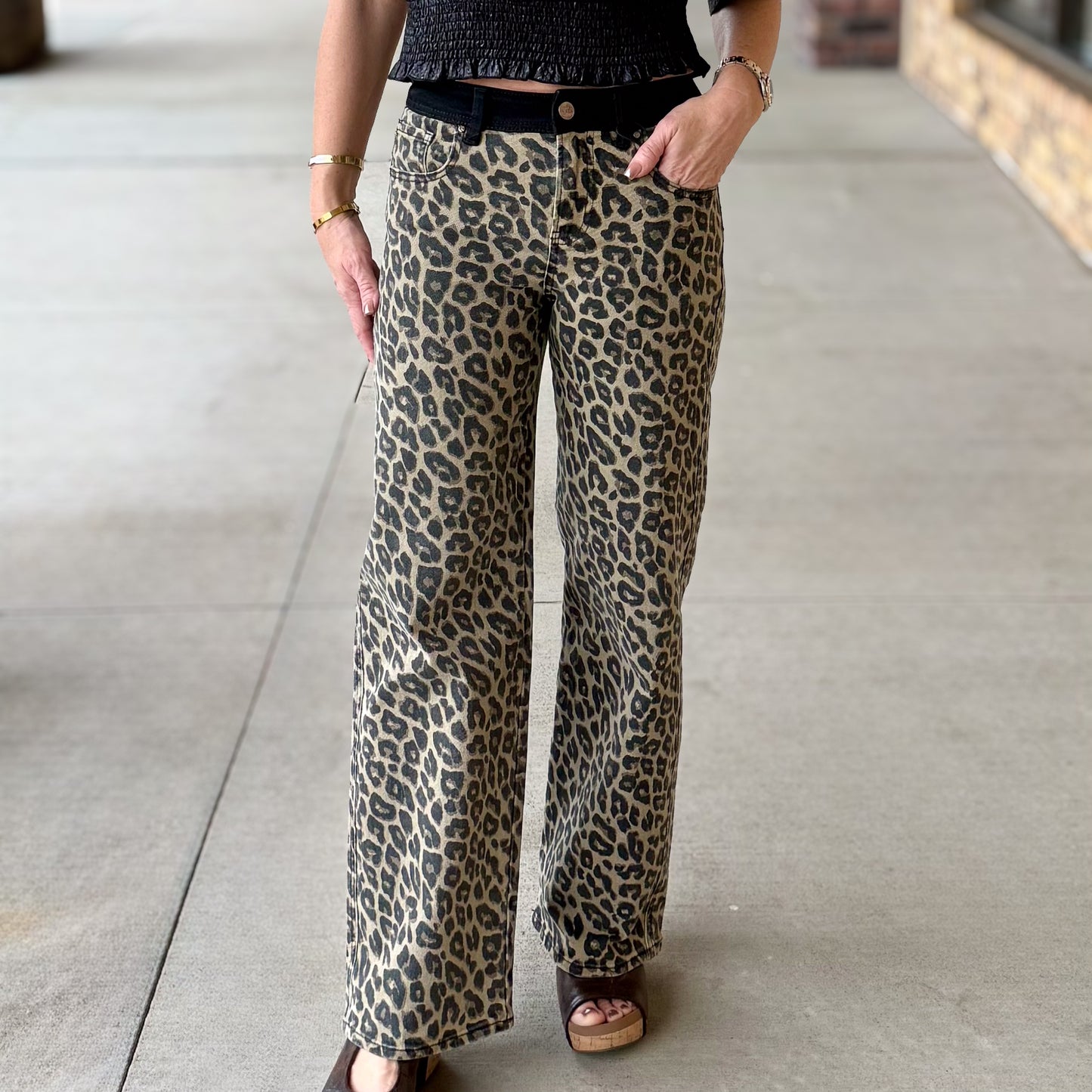 Risen High Rise Leopard Print Jean