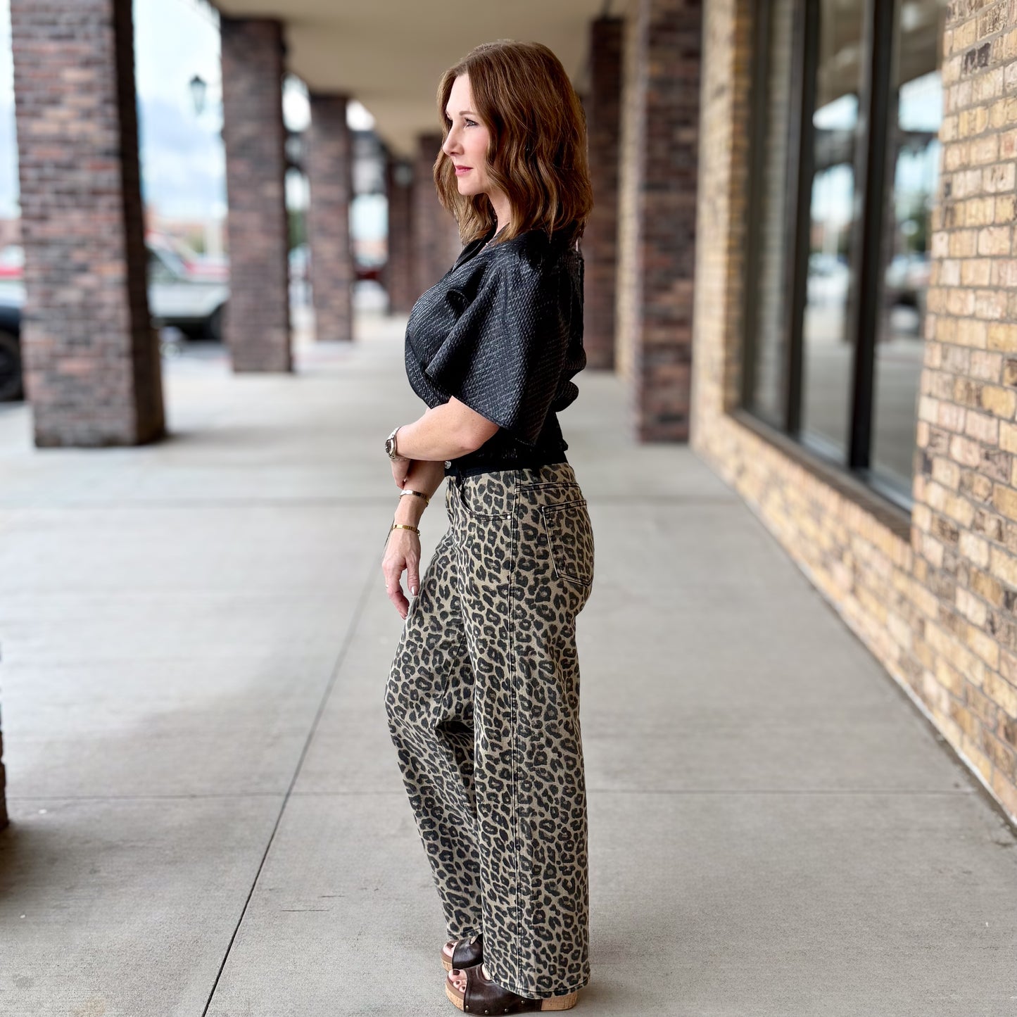 Risen High Rise Leopard Print Jean