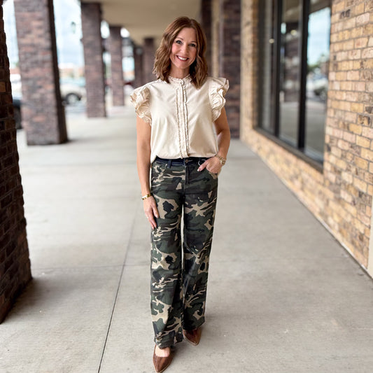 Risen Camo Mid Rise Straight Jean