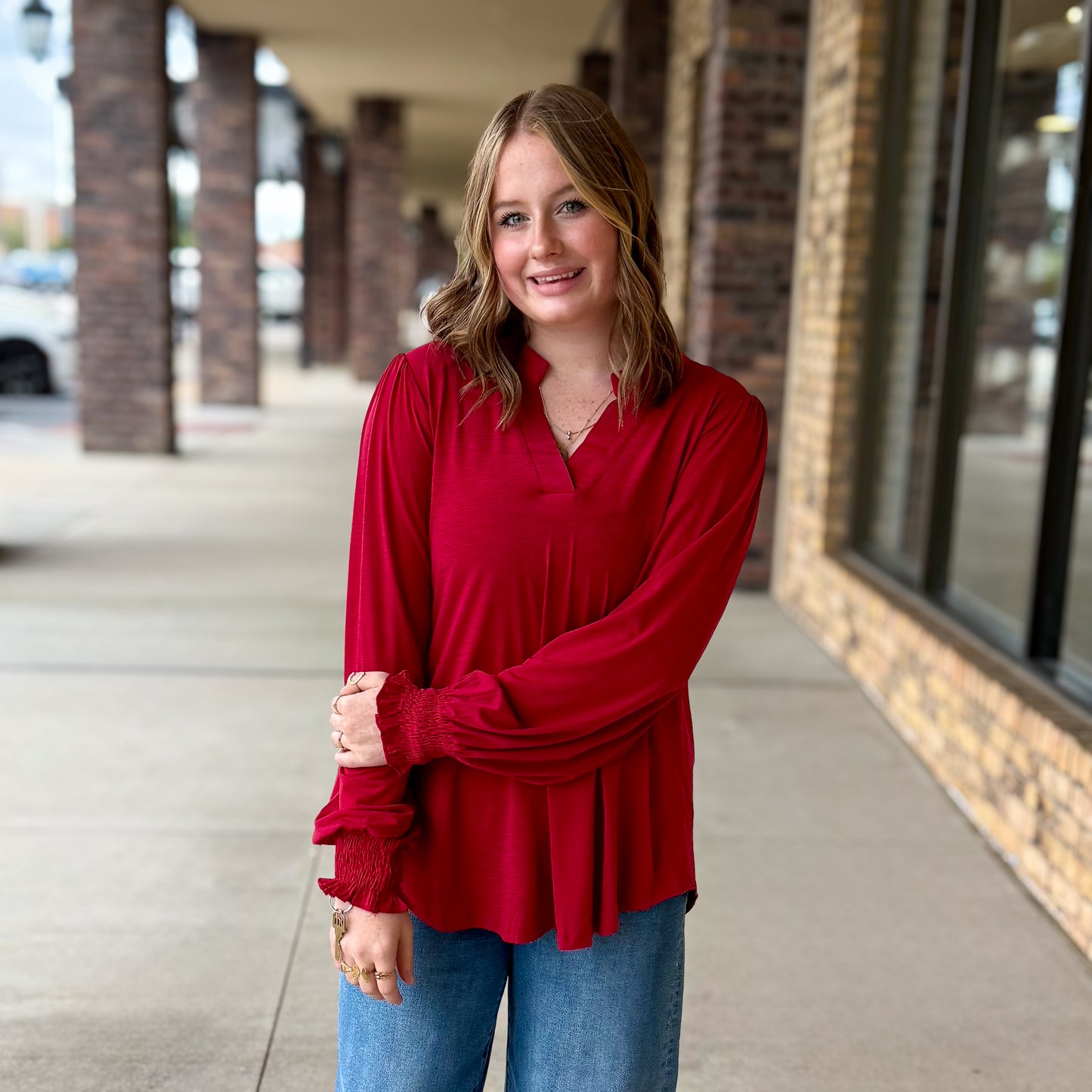 Dear Scarlett Solid Lizzy Wrinkle Free Top