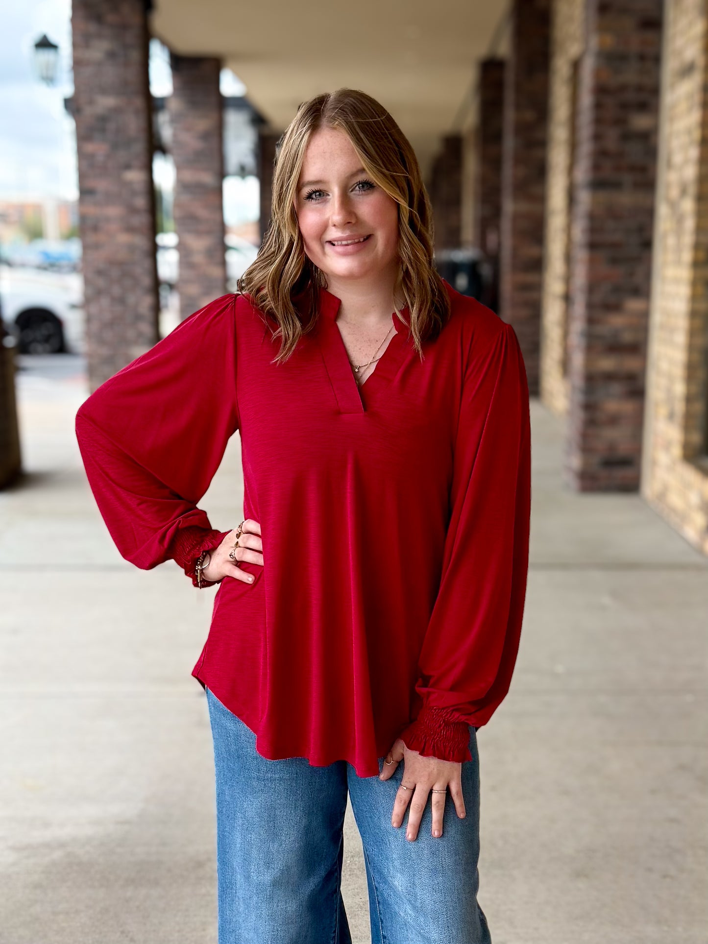 Dear Scarlett Solid Lizzy Wrinkle Free Top