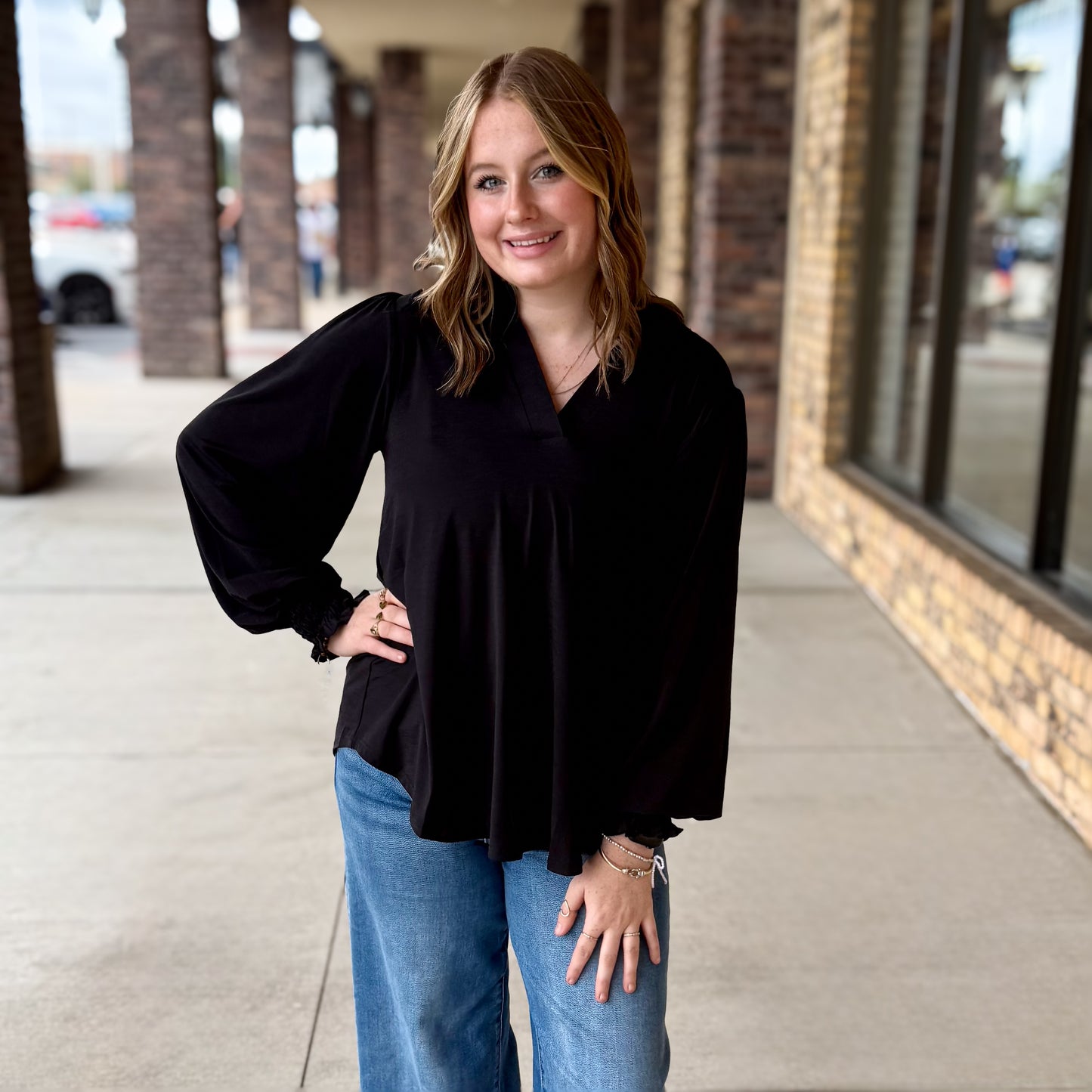 Dear Scarlett Solid Lizzy Wrinkle Free Top