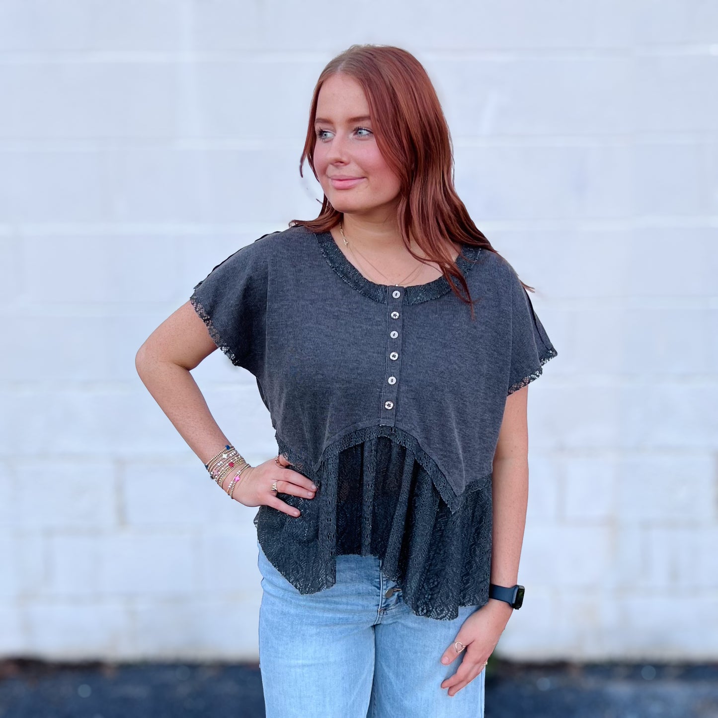 Crochet Contrast Knit Top