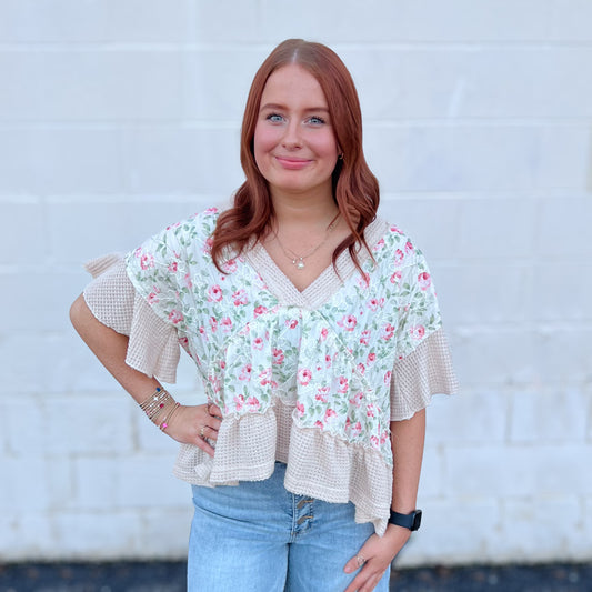 POL Floral BOHO Flirty Top