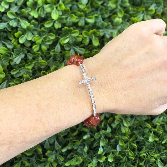 Rhinestone Cross Beaded Bracelet