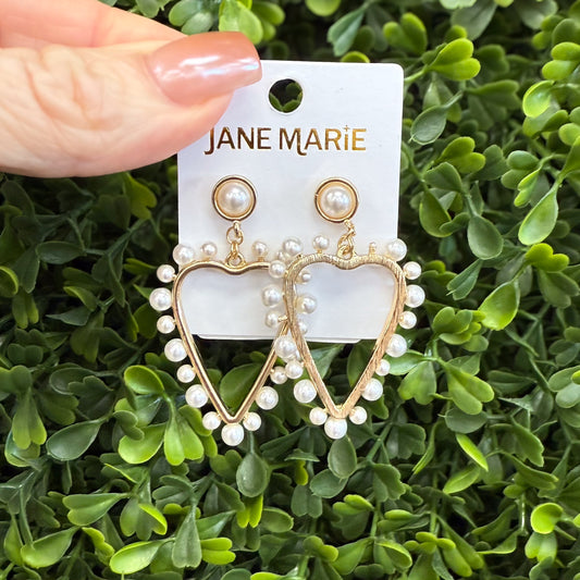 Jane Marie Heart of Pearl Earring