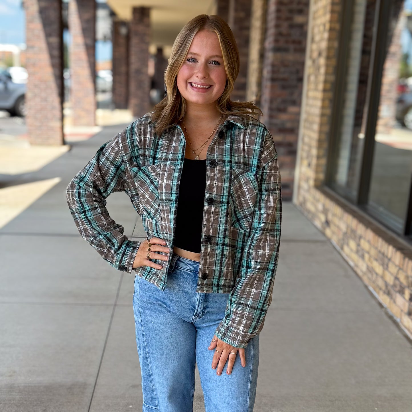 Multicolor Plaid Button Down Shacket