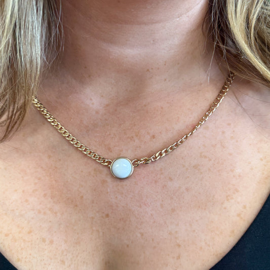 Jane Marie Solid White Marble Pendant Necklace