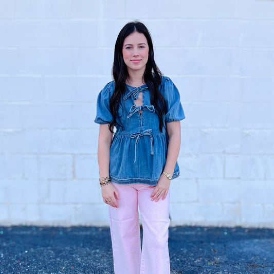 Bow Tie Denim Top