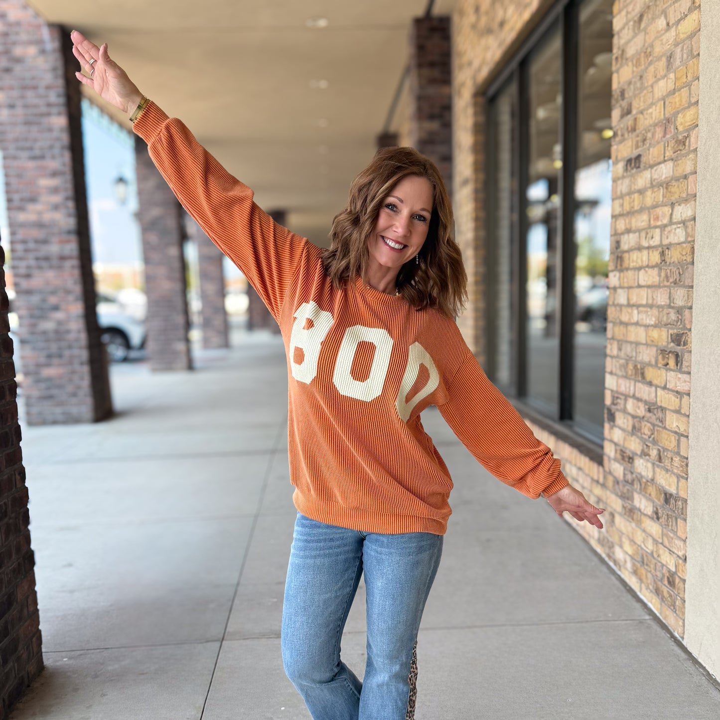 "BOO" Ribbed Halloween Top