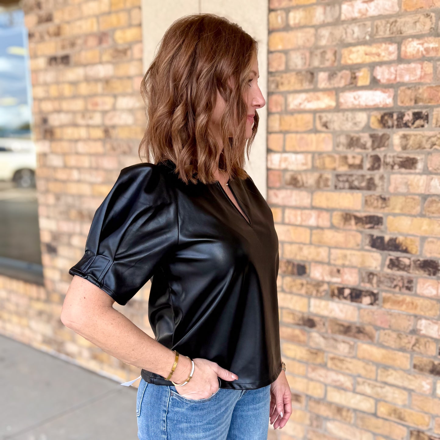 Date Night Faux Leather Top