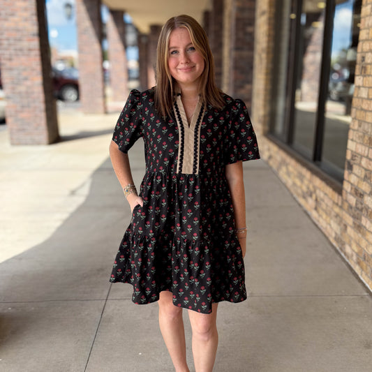 Vivid Fall Rose Dress