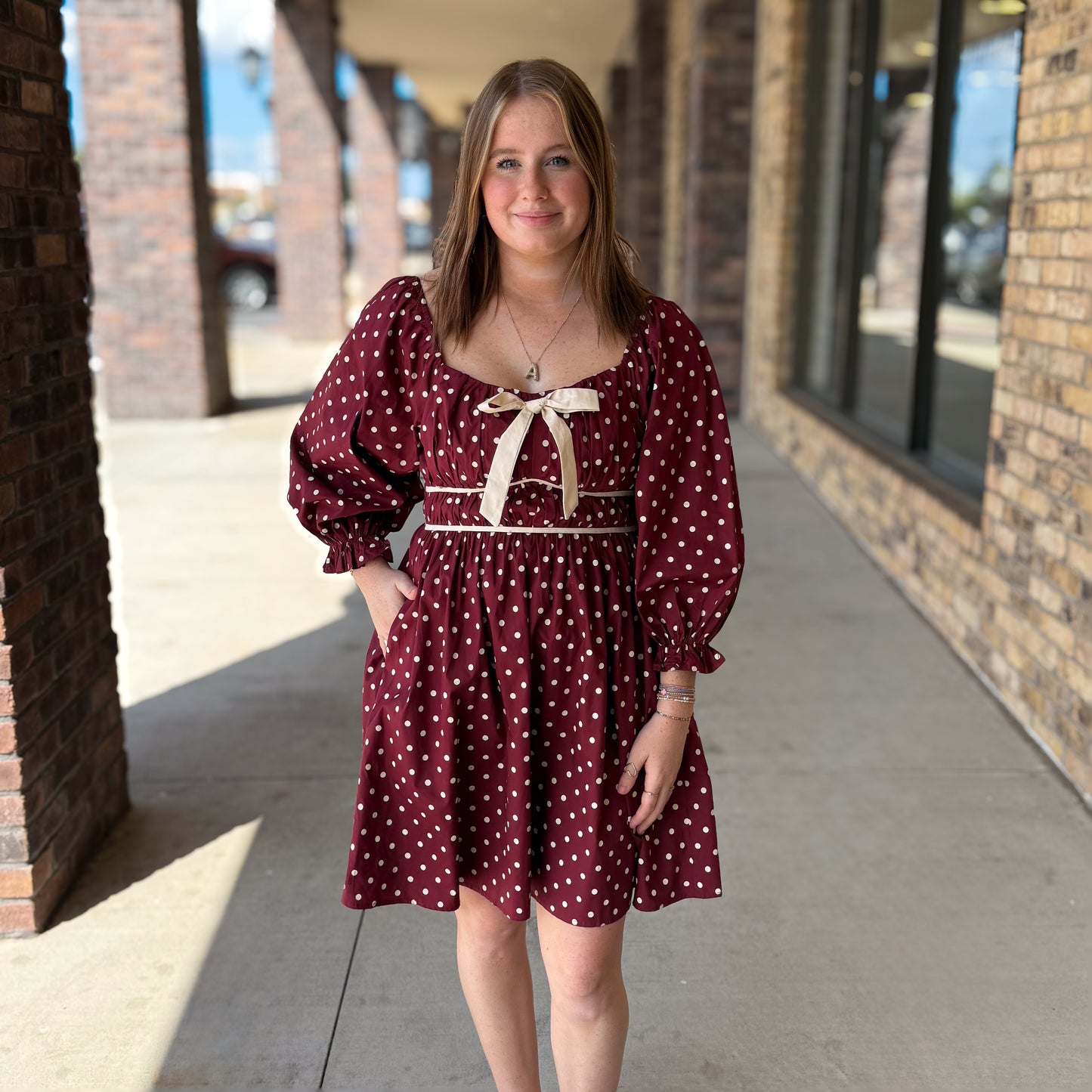 Wine Polka-Dot Bliss Dress