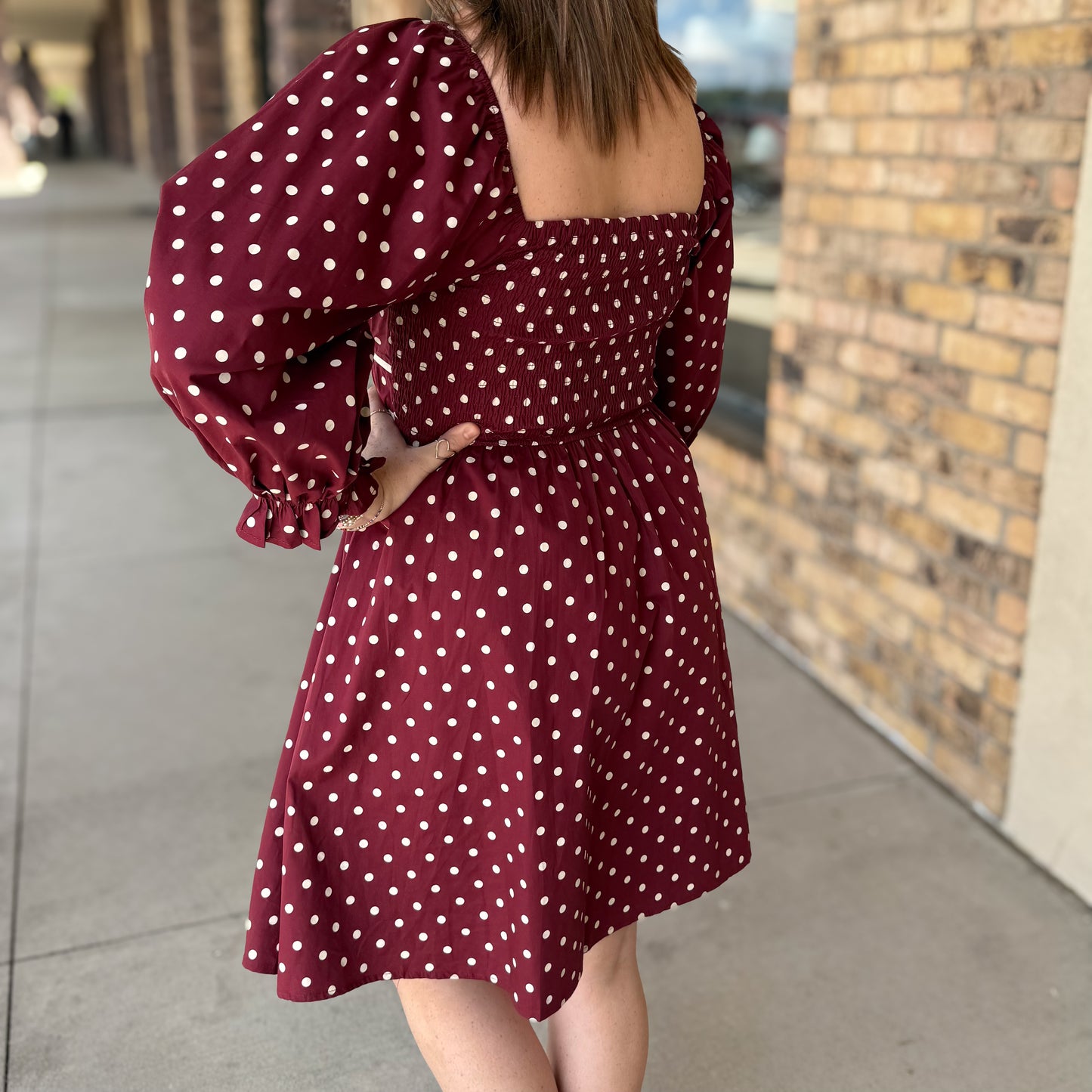 Wine Polka-Dot Bliss Dress