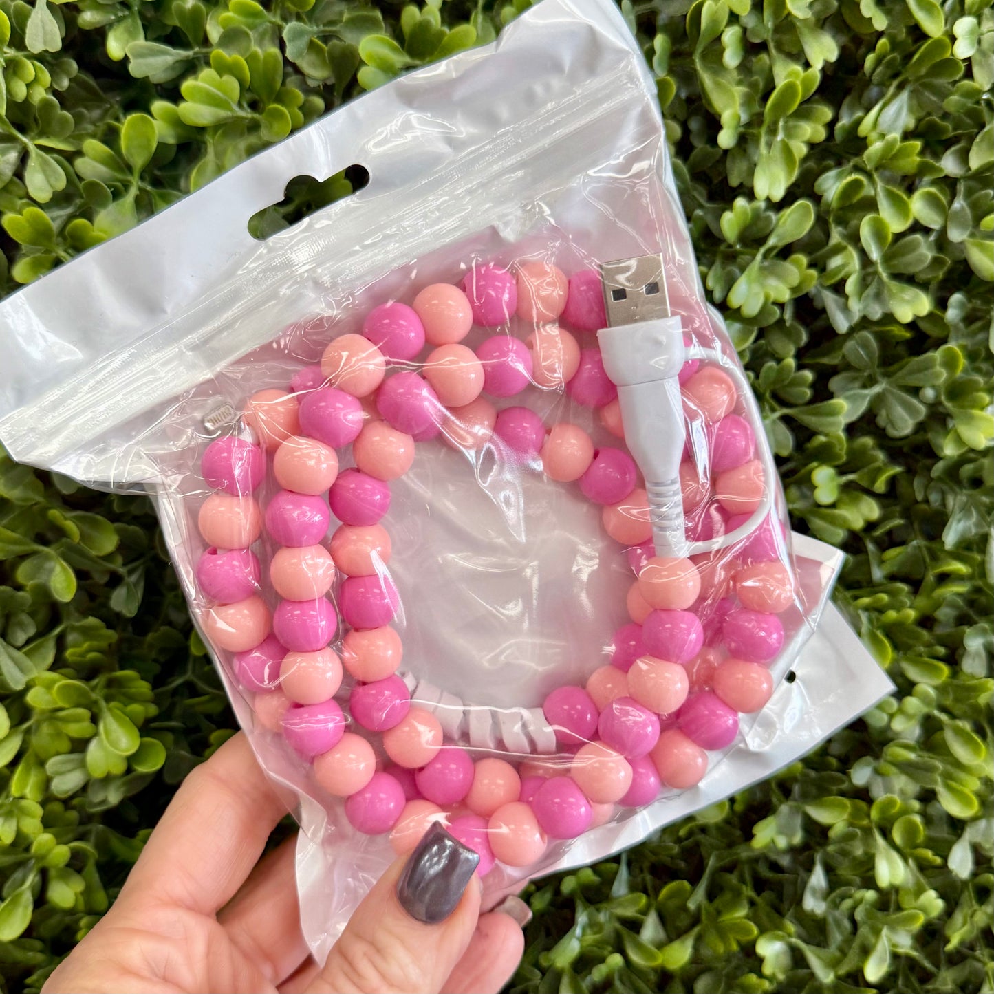 Peach-Pink Combo Beaded Charger