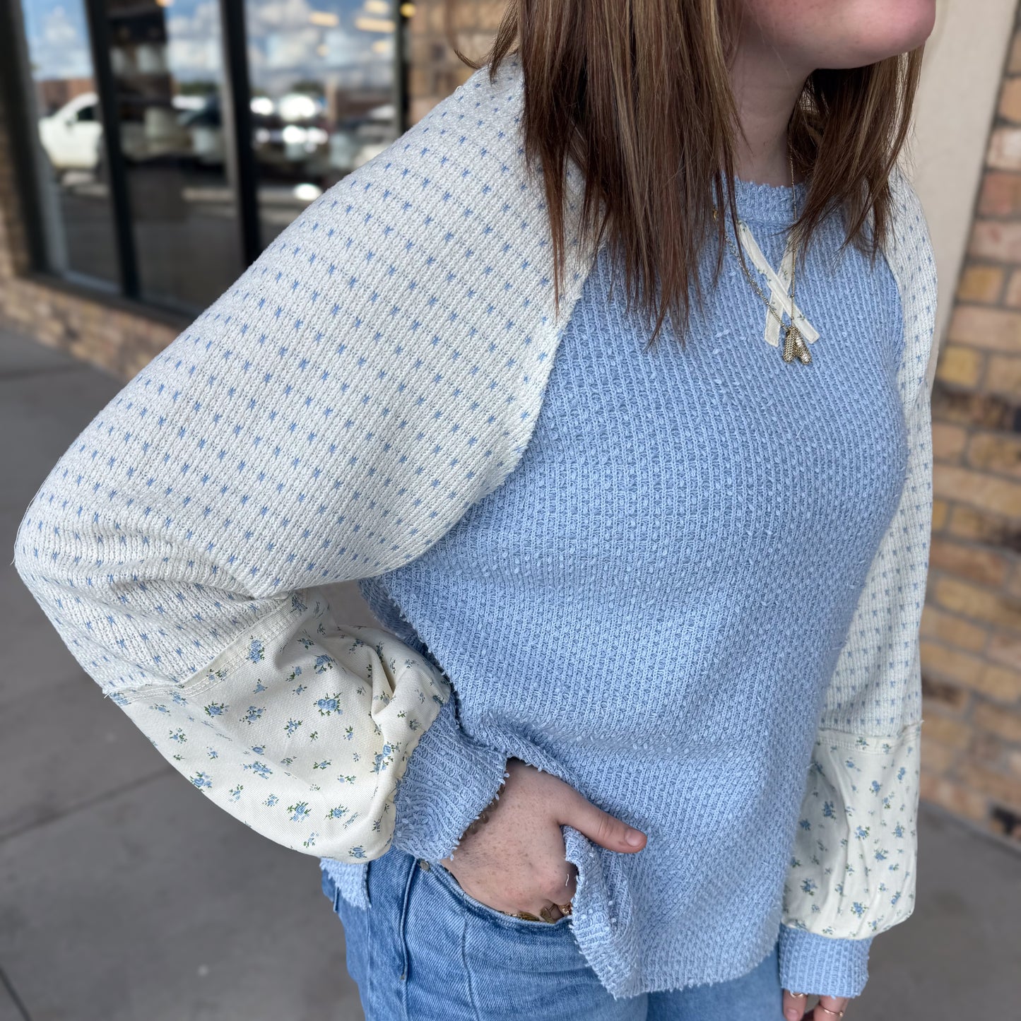 Sweet Baby Blue Long Sleeve Top