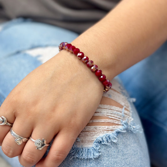 Deep Red Beaded Bracelet