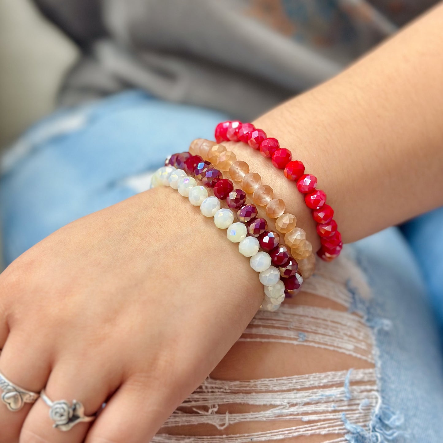 Cherry Red Beaded Bracelet