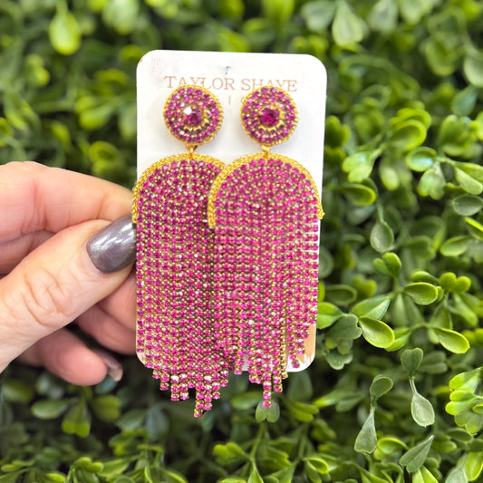 Taylor Shaye Chain Dazzle Drops Pink