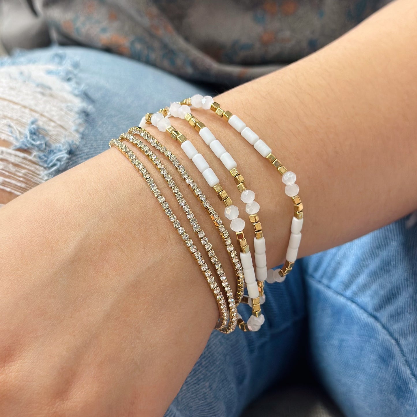 White 6 Layer Bracelet Set