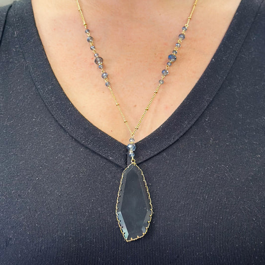 Blue Grey Stone Necklace