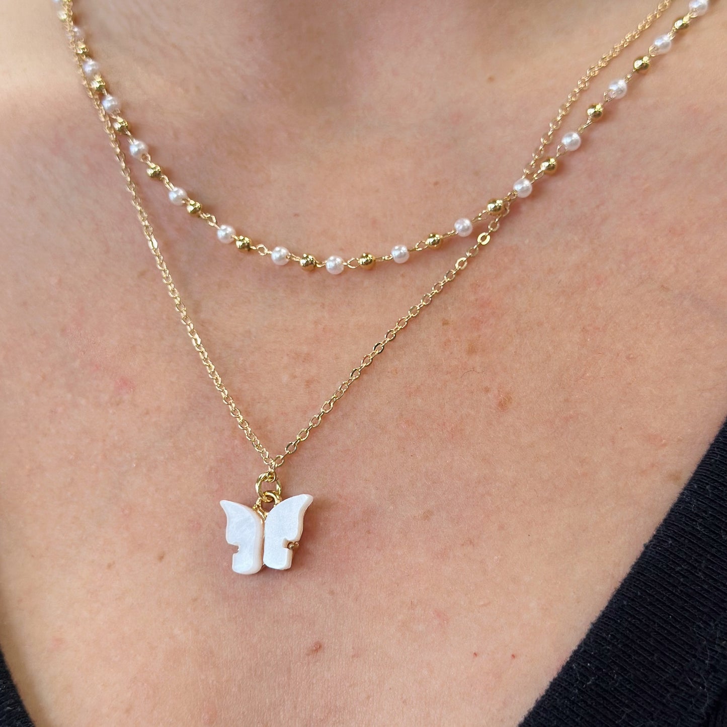 White Butterfly Necklace