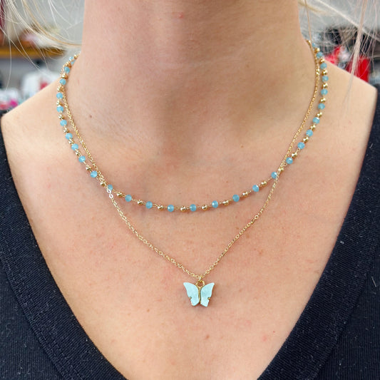 Blue Butterfly Necklace