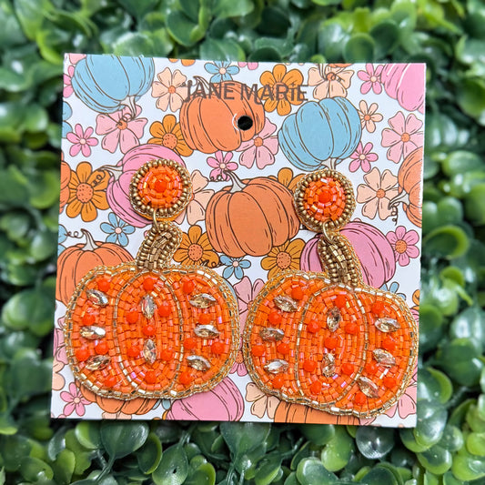 Jane Marie Single Pumpkin Beaded Earring