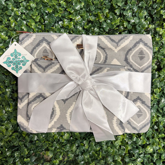 Jane Marie Travel Cosmetic Bag Set: Grey