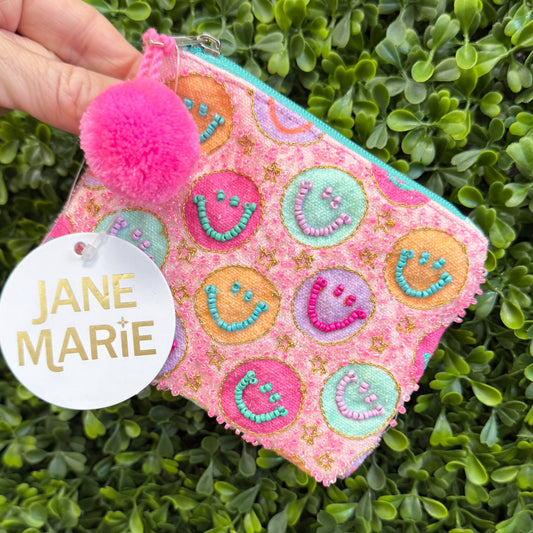 Jane Marie Beaded Smiley Face Coin Bag
