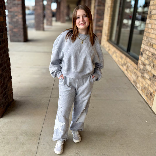Star Patch Casual Set: Grey
